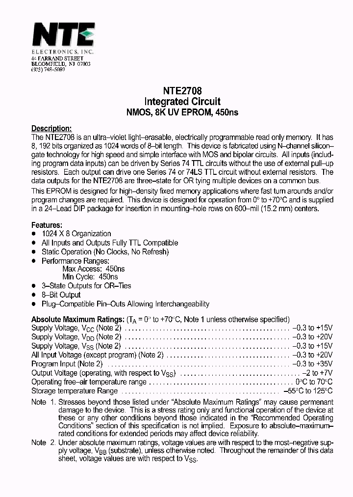NTE2708_1290685.PDF Datasheet