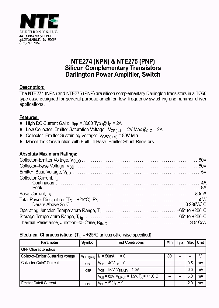 NTE275_1290690.PDF Datasheet