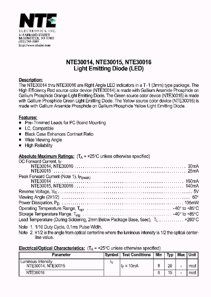 NTE30016_1290748.PDF Datasheet