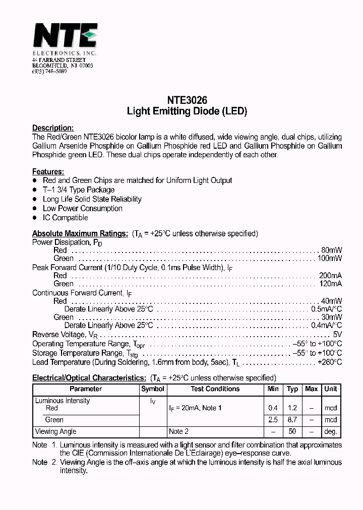 NTE3026_1290758.PDF Datasheet