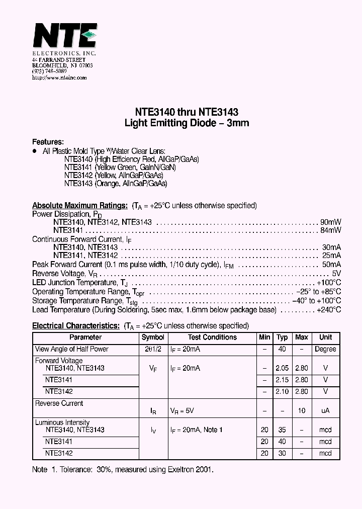 NTE3143_1290821.PDF Datasheet