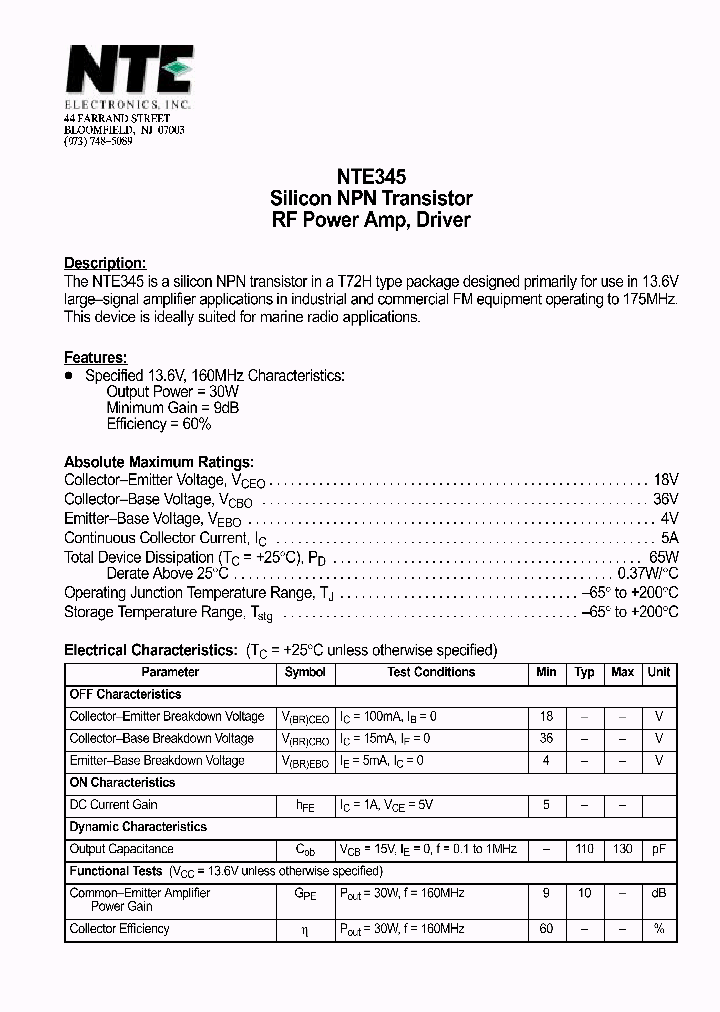 NTE345_1290858.PDF Datasheet