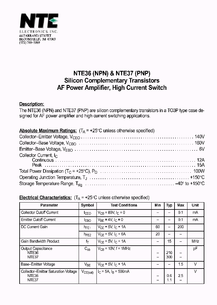 NTE37_1290879.PDF Datasheet