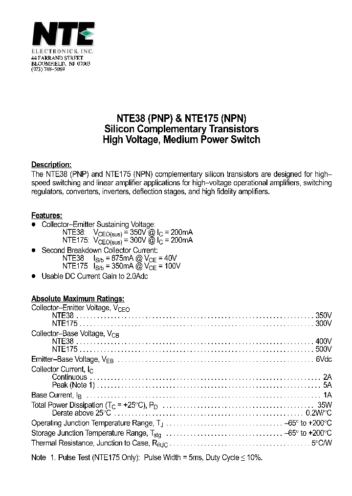 NTE38_1290885.PDF Datasheet