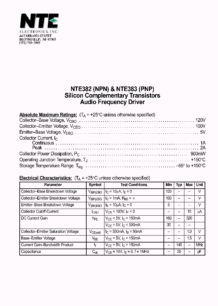 NTE383_1290886.PDF Datasheet