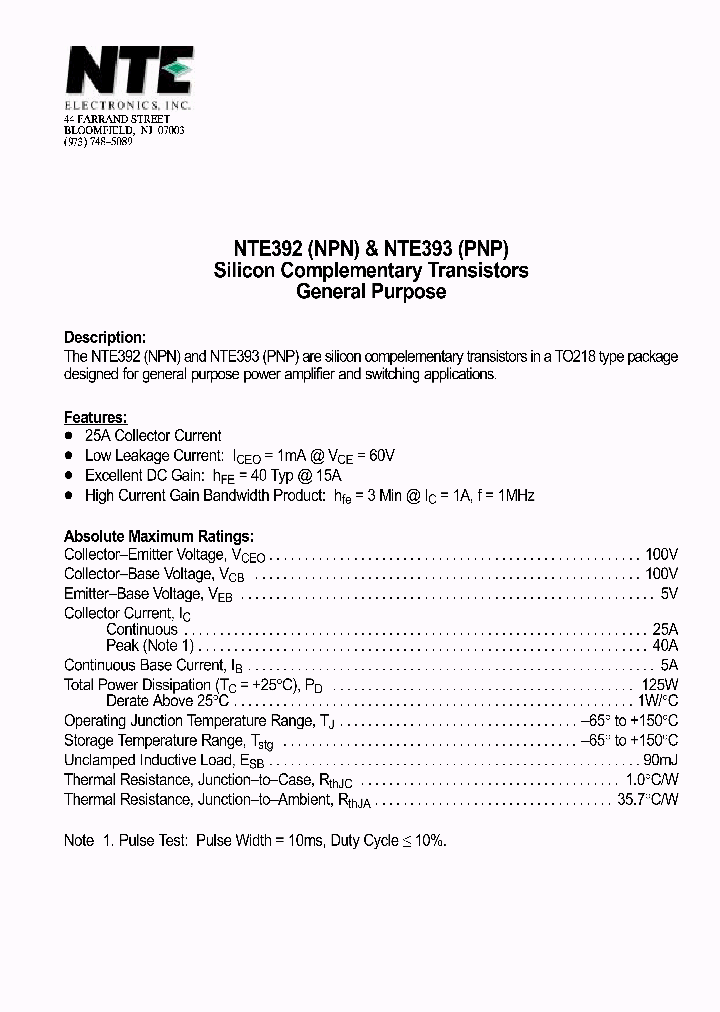 NTE393_1290896.PDF Datasheet
