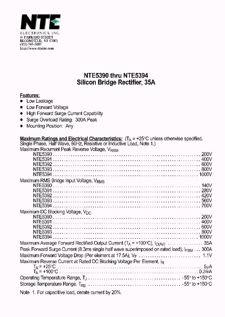 NTE5394_1290965.PDF Datasheet