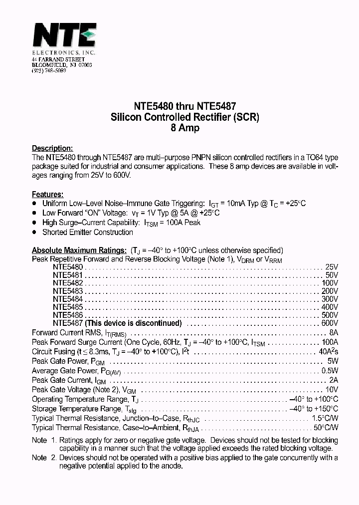 NTE5487_1290980.PDF Datasheet