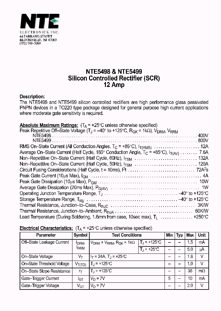 NTE5499_1290983.PDF Datasheet