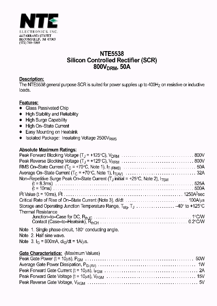 NTE5538_1290992.PDF Datasheet