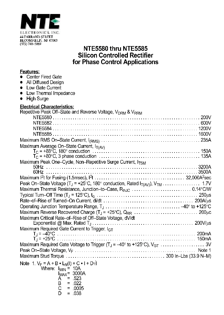 NTE5585_1291004.PDF Datasheet
