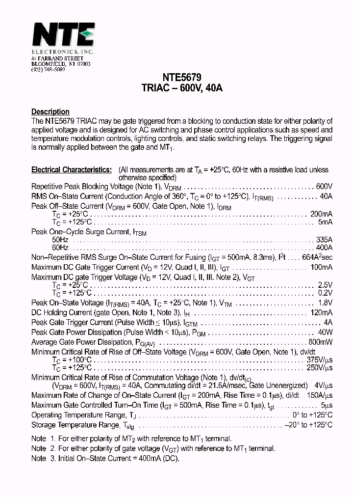 NTE5679_1291043.PDF Datasheet