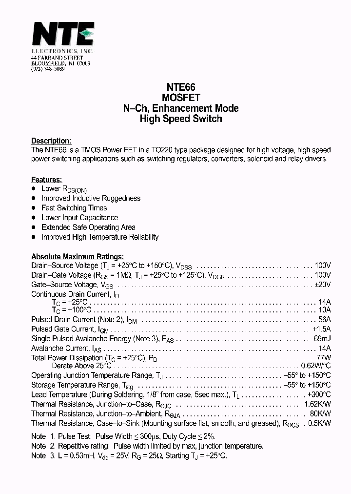 NTE66_1291164.PDF Datasheet