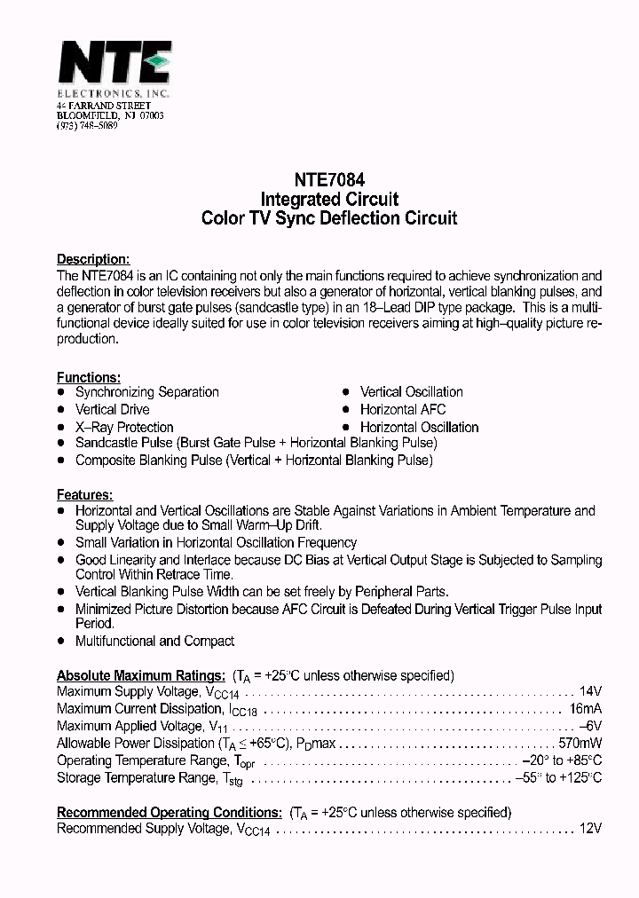 NTE7084_1291228.PDF Datasheet