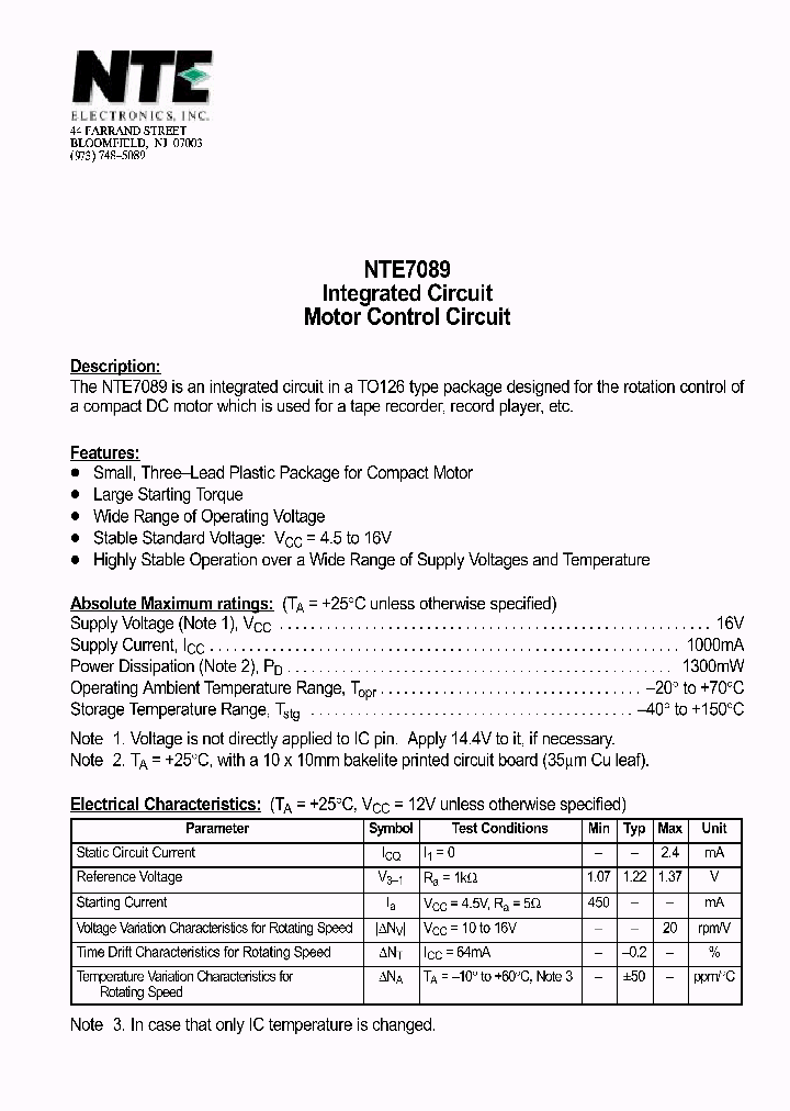 NTE7089_1291232.PDF Datasheet