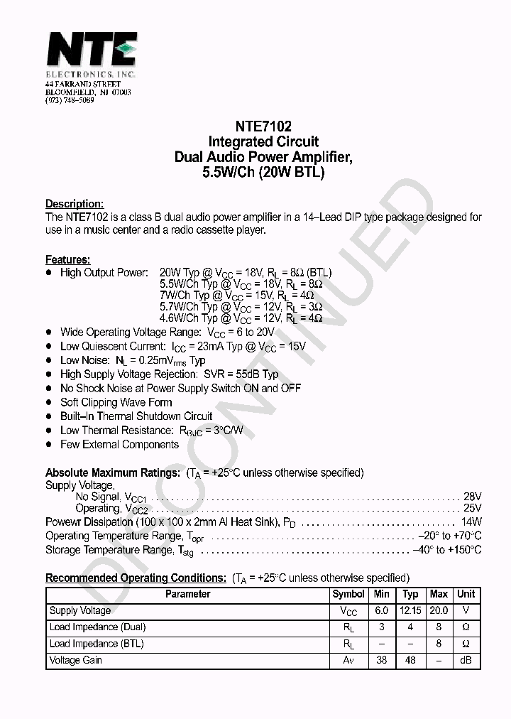 NTE7102_1291242.PDF Datasheet