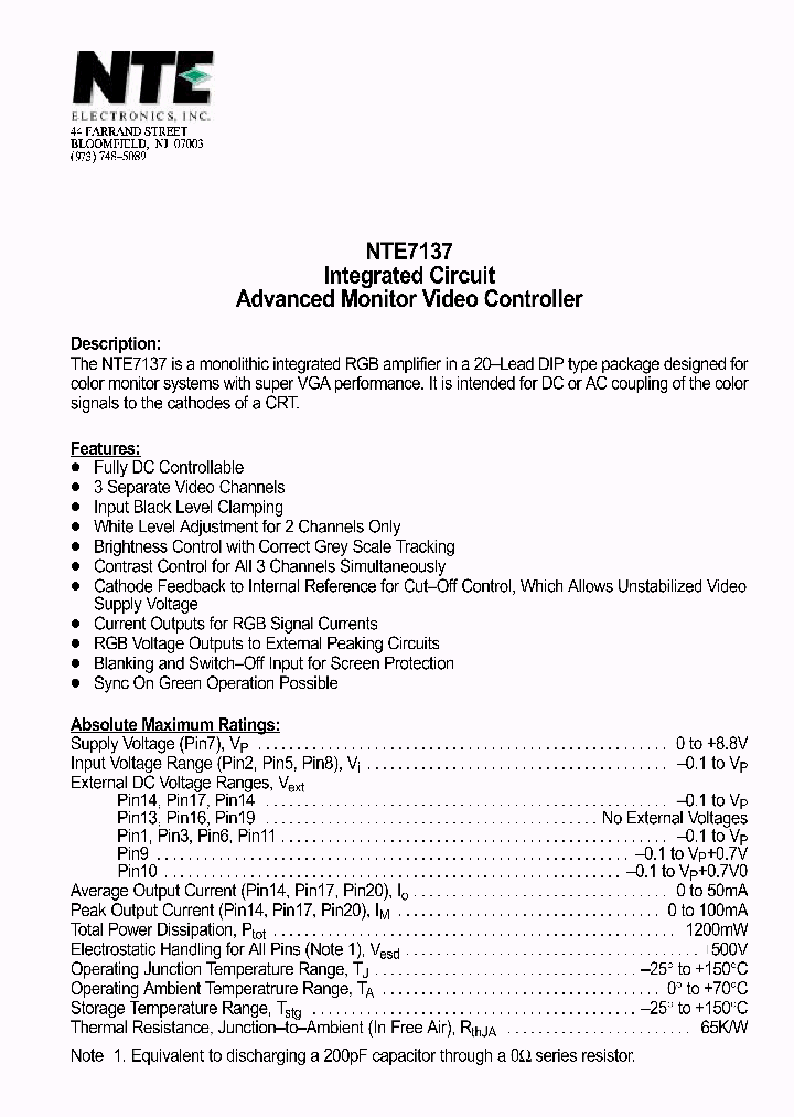 NTE7137_1291267.PDF Datasheet