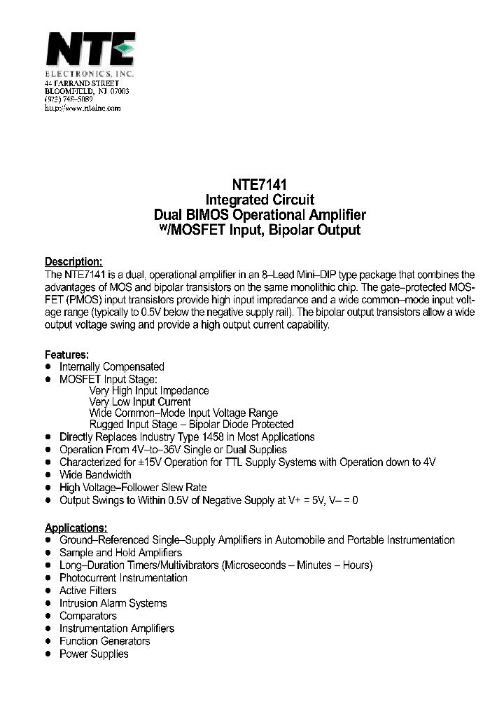 NTE7141_1291271.PDF Datasheet