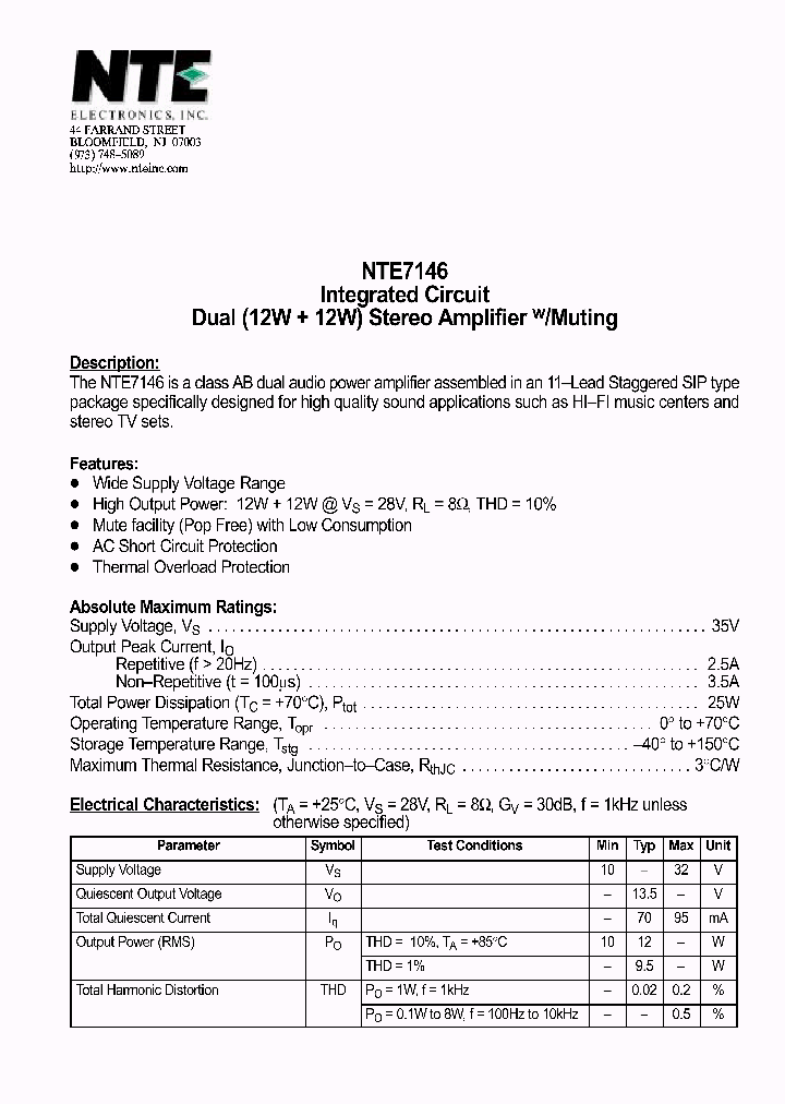 NTE7146_1291276.PDF Datasheet