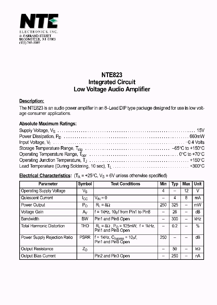 NTE823_1291325.PDF Datasheet