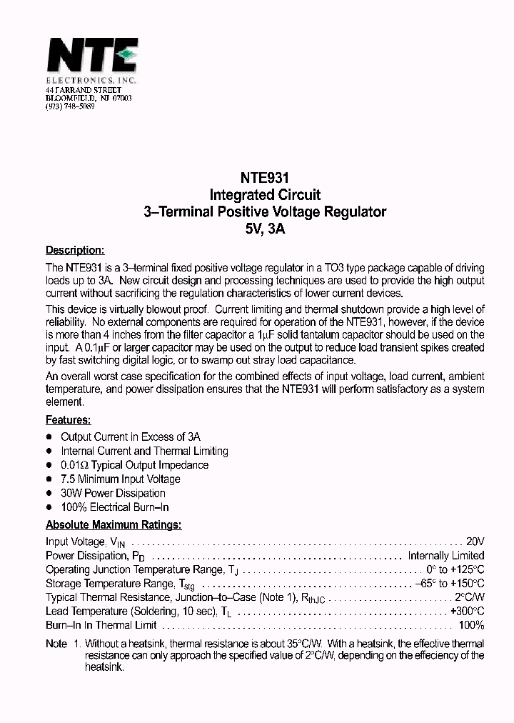 NTE931_1291394.PDF Datasheet