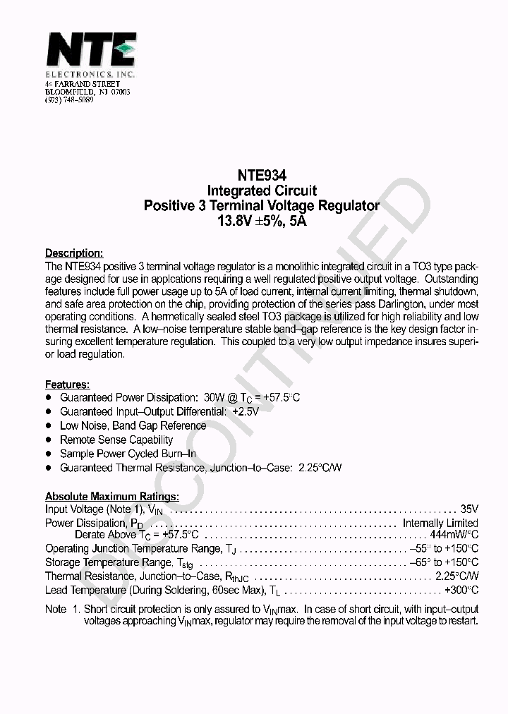 NTE934_1291397.PDF Datasheet
