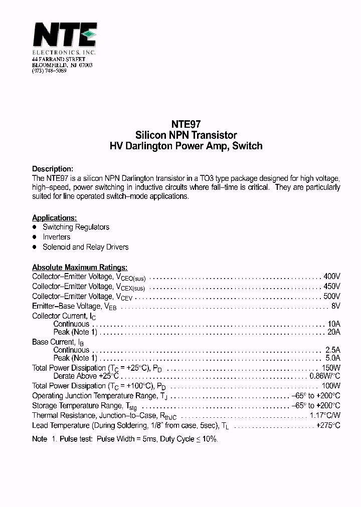 NTE97_1291422.PDF Datasheet