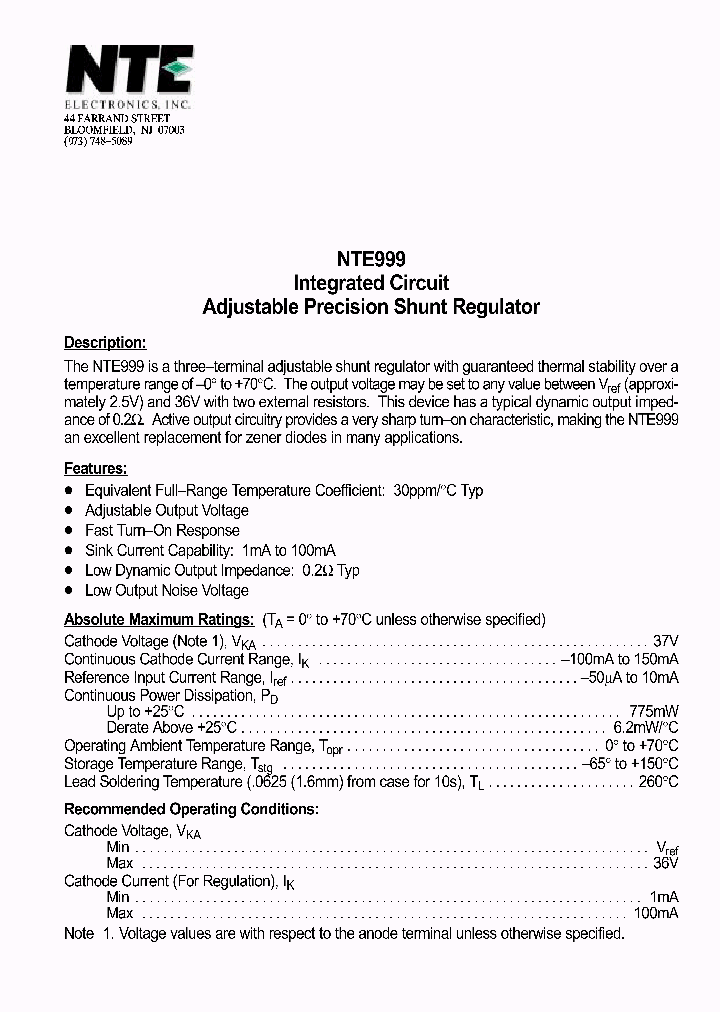 NTE999_1291446.PDF Datasheet