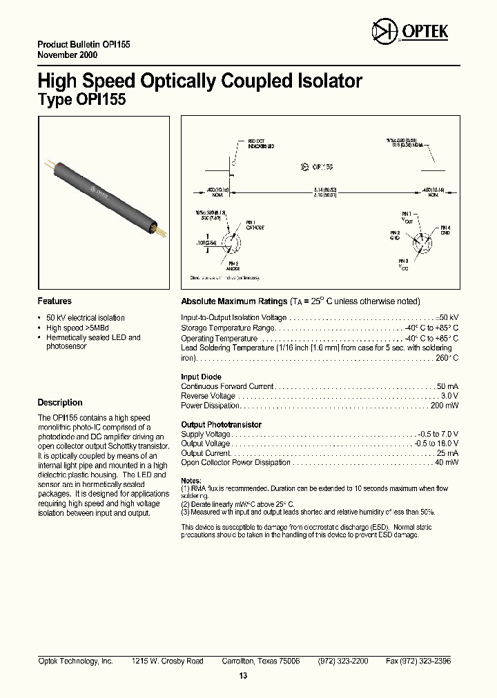 OPI155_1292460.PDF Datasheet