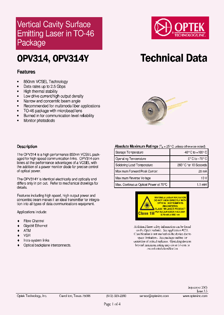 OPV314_1139125.PDF Datasheet