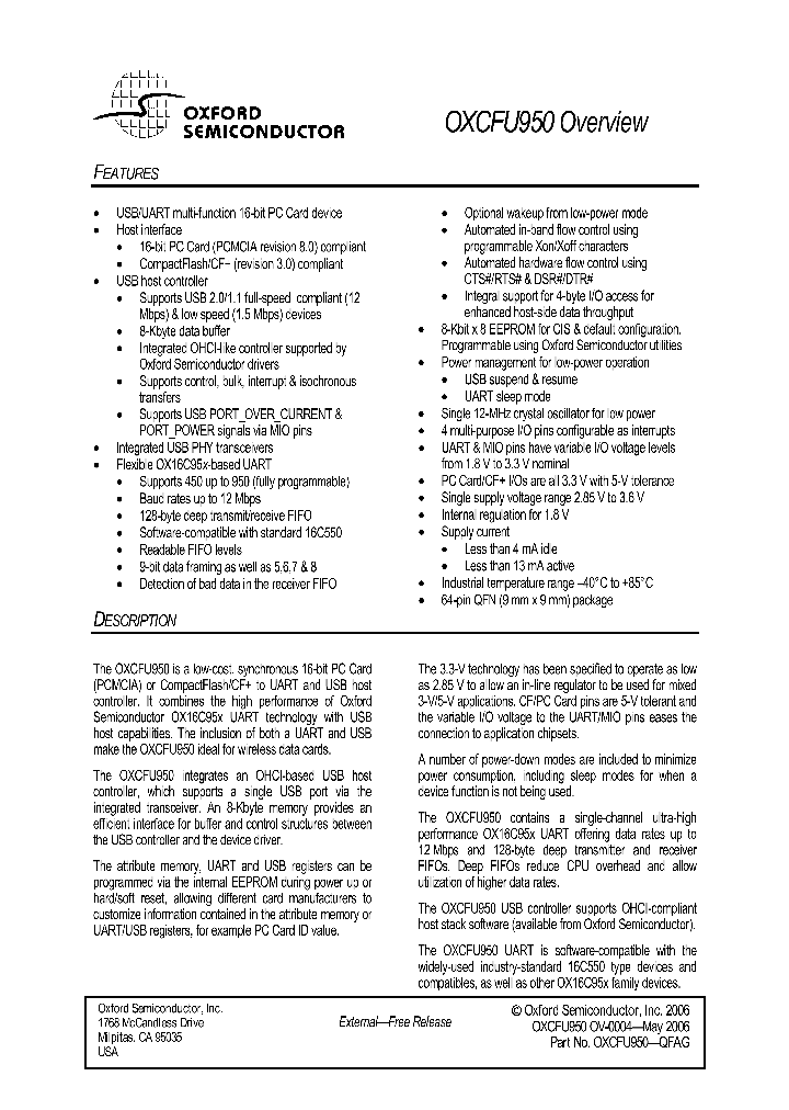 OXCFU950_1103590.PDF Datasheet