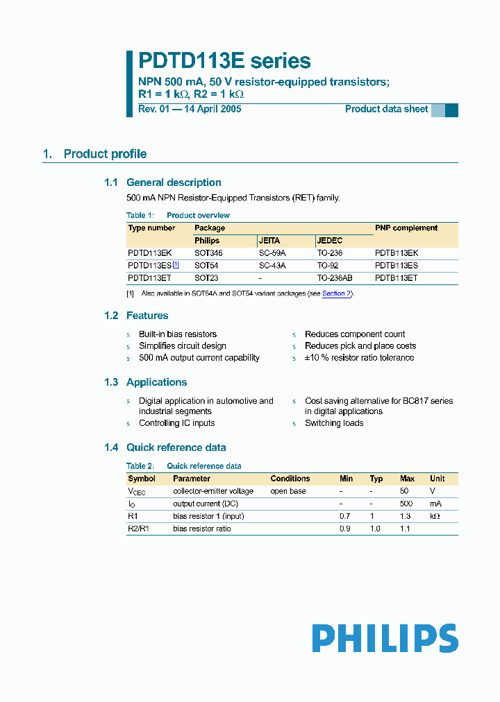 PDTD113E_711570.PDF Datasheet