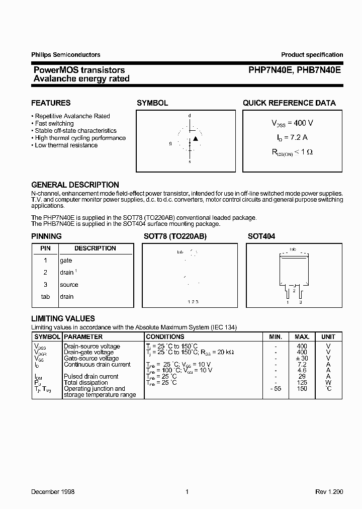 PHP7N40E_1295625.PDF Datasheet