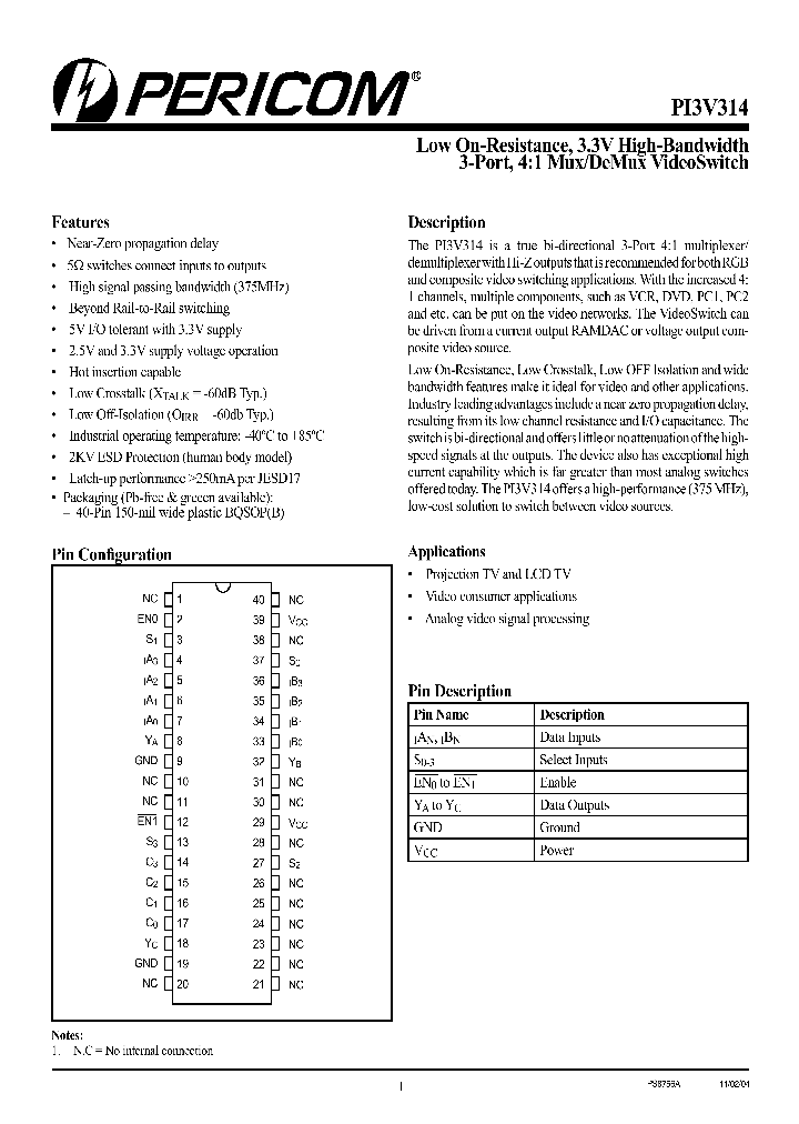 PI3V314BE_1295805.PDF Datasheet