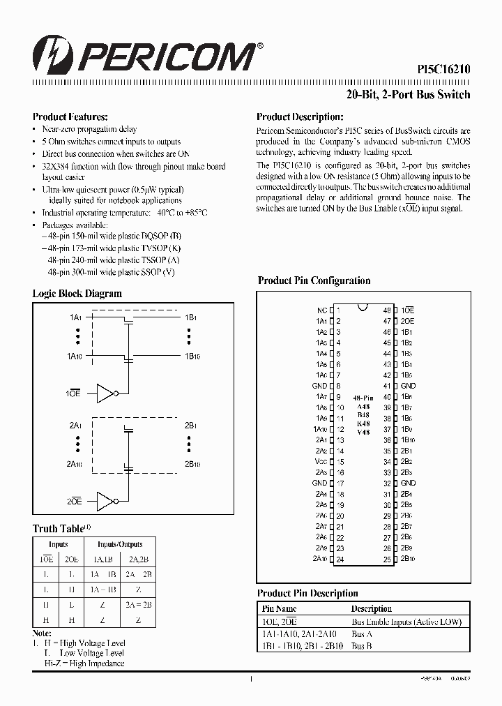 PI5C16210_1043490.PDF Datasheet
