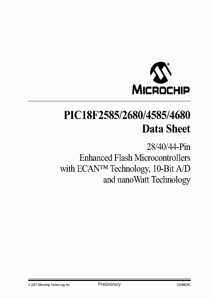PIC18F4680_1296196.PDF Datasheet