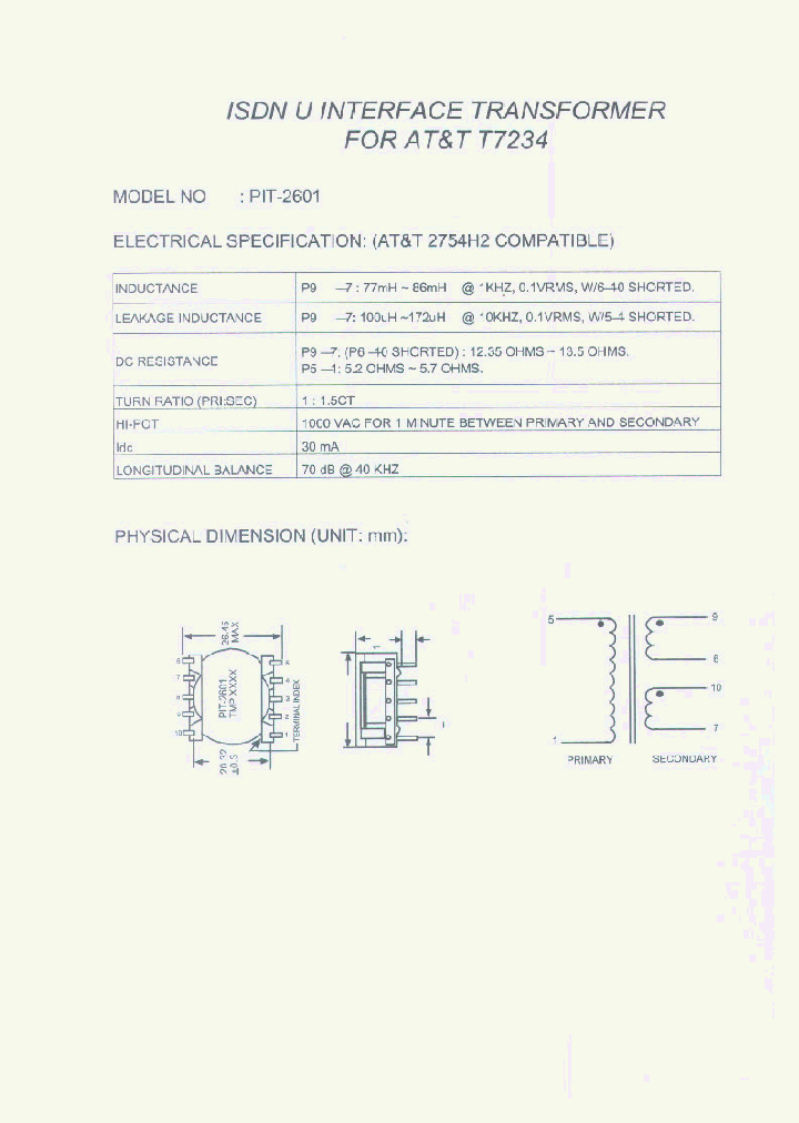 PIT-2601_1296280.PDF Datasheet