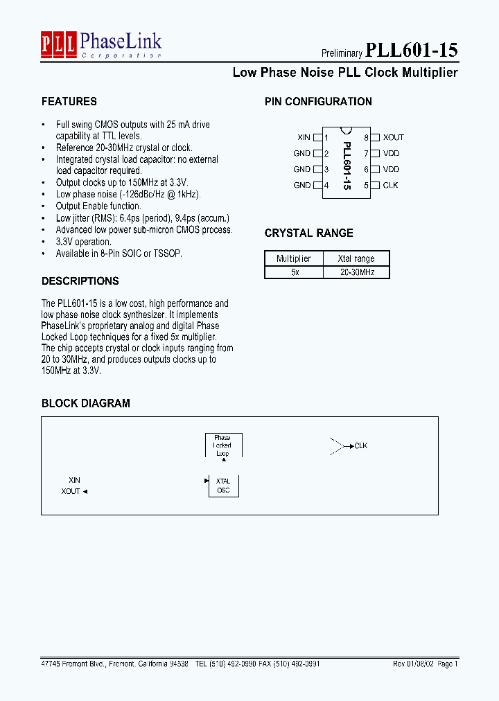 PLL601-15SM_1296530.PDF Datasheet