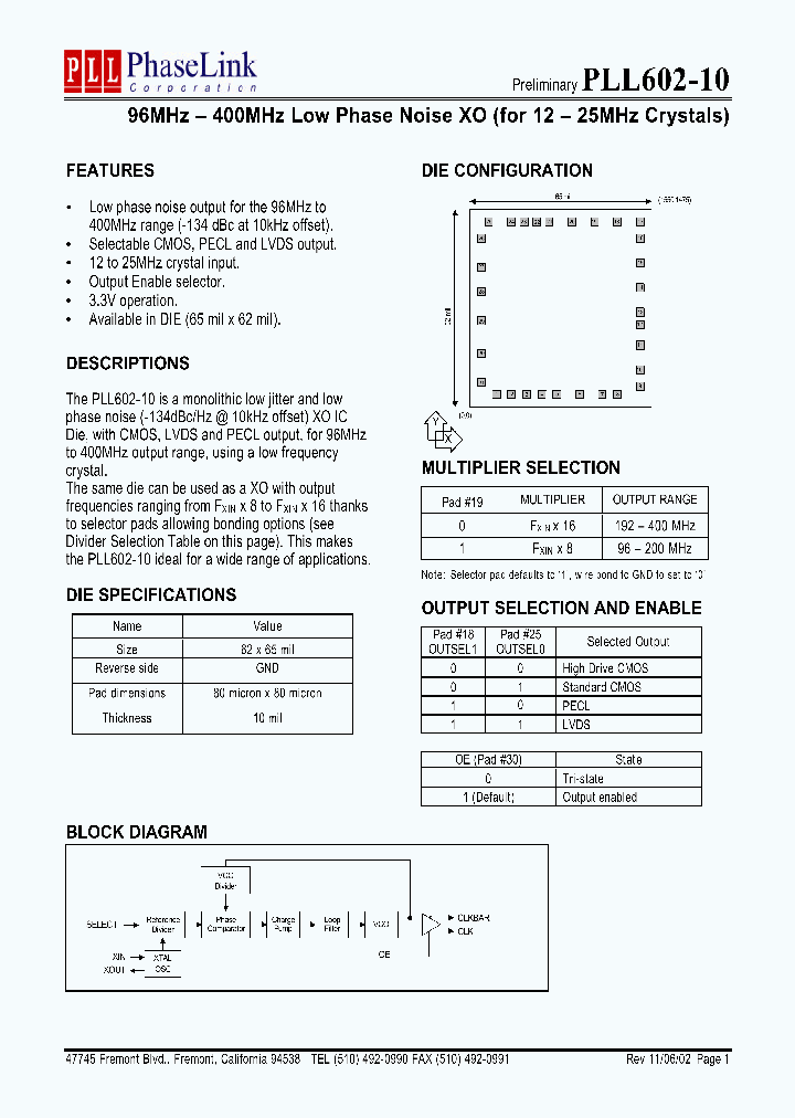 PLL602-10DM_1296533.PDF Datasheet