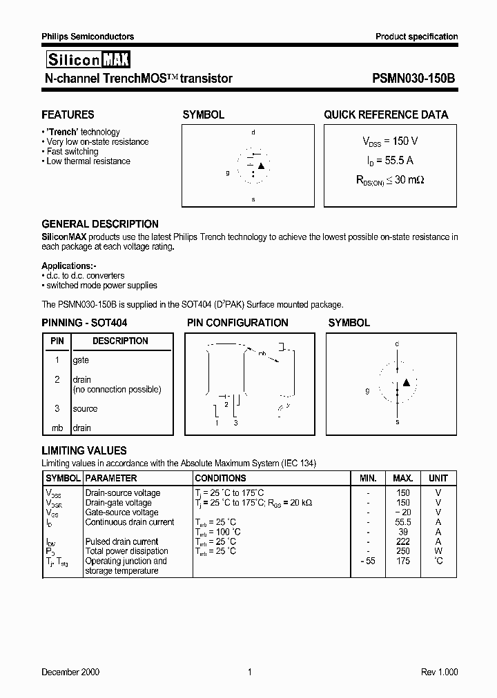 PSMN030-150B_1297866.PDF Datasheet