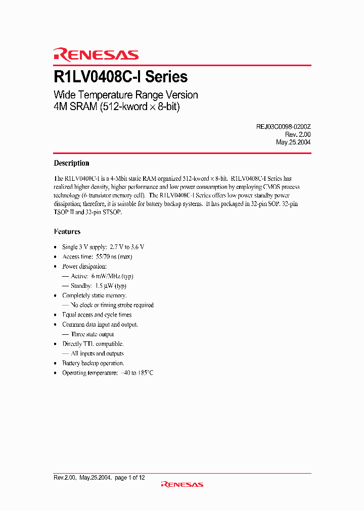 R1LV0408CSP-7LI_1300286.PDF Datasheet