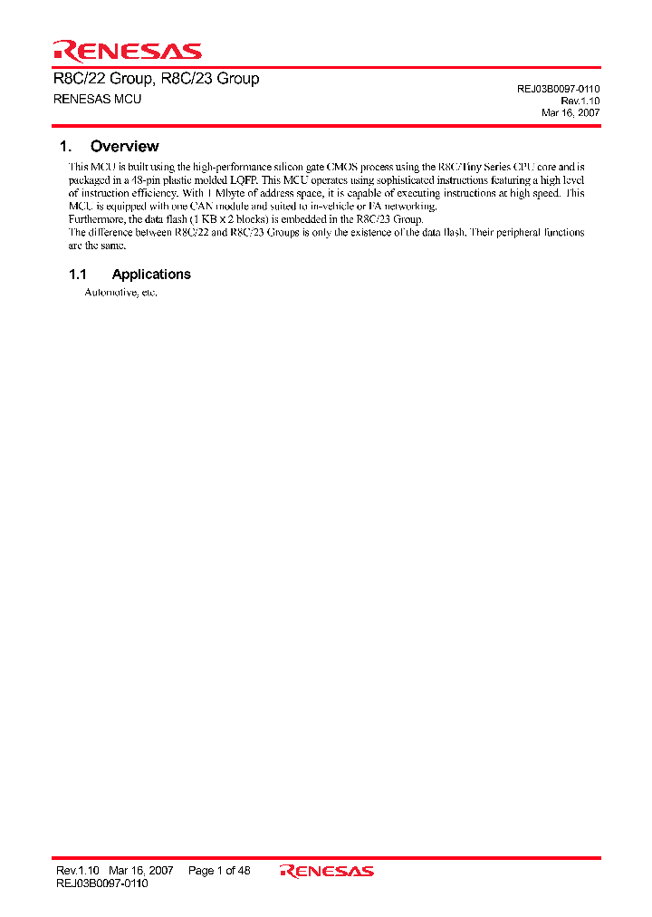 R8C23_1300516.PDF Datasheet