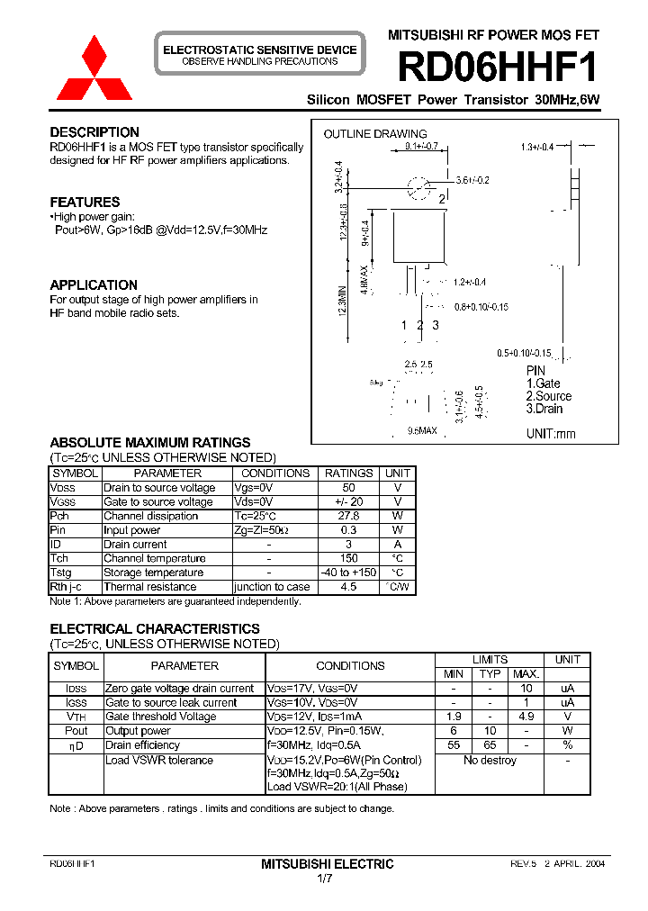 RD06HHF1_1300956.PDF Datasheet