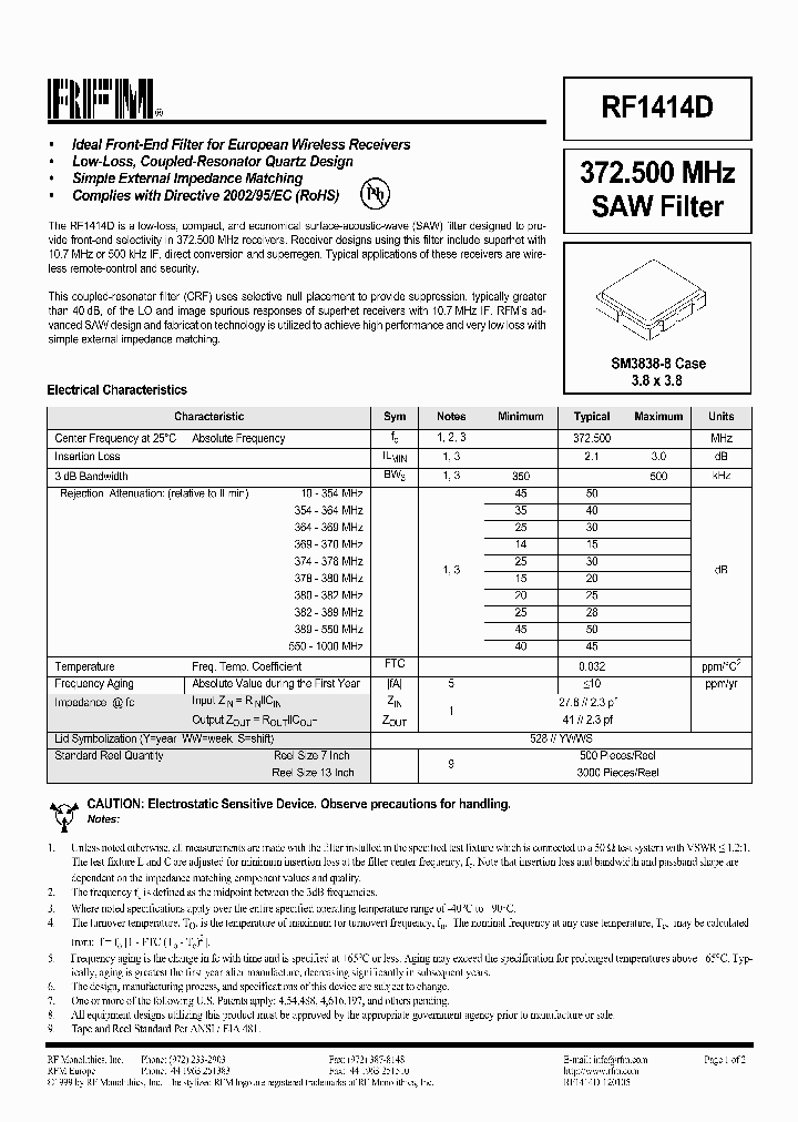 RF1414D_1301206.PDF Datasheet