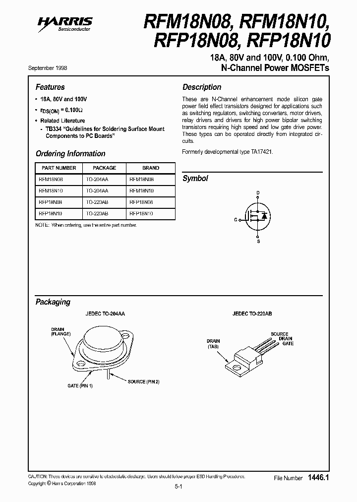 RFP18N10_1301601.PDF Datasheet