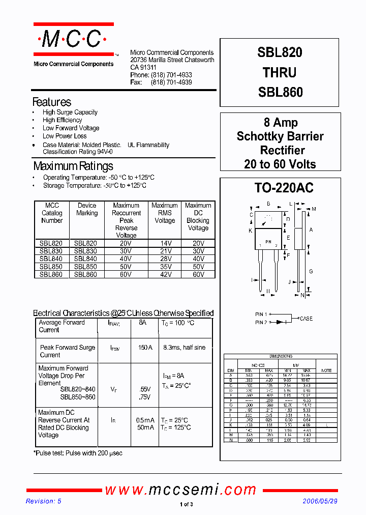 SBL860_1305361.PDF Datasheet