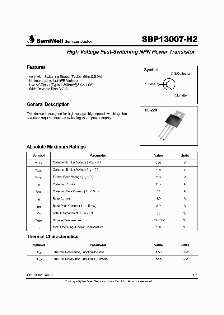 SBP13007-H2_1305398.PDF Datasheet
