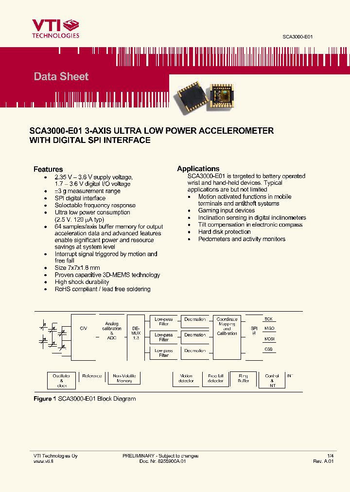 SCA3000-E01_1305822.PDF Datasheet