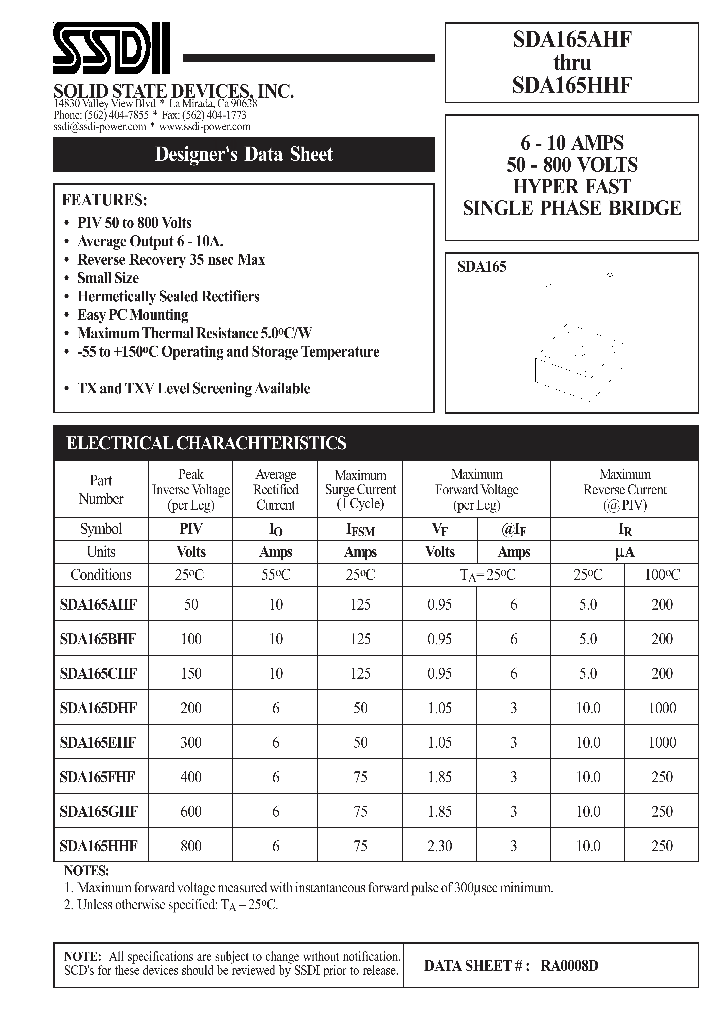 SDA165HHF_1306380.PDF Datasheet