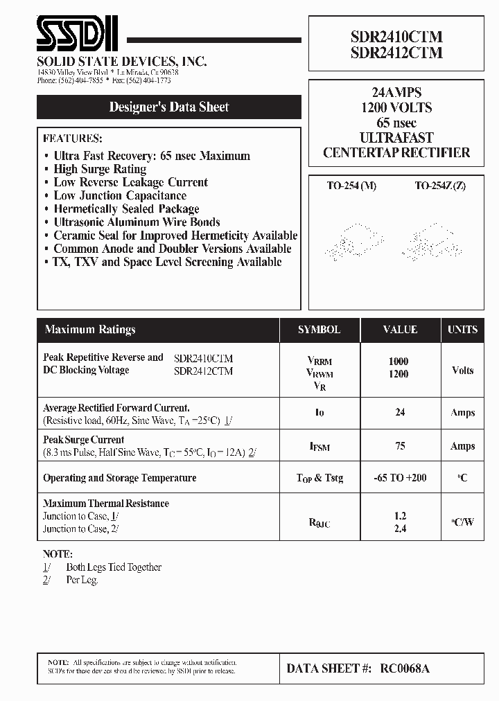 SDR2410CTM_1171034.PDF Datasheet